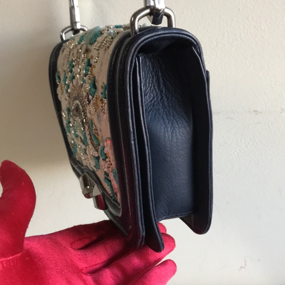 EUC Rebecca Minkoff bag Boho beaded LOVE crossbody Festival Beauty blue leather - Picture 5 of 13